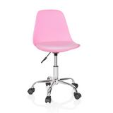 Silla giratoria para niños FANCY II rosa con carcasa curva y base de cinco ruedas de hjh OFFICE – vista de 360° (vista frontal 20°)