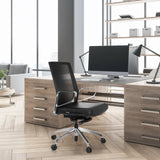Silla de oficina profesional PROVIDER NET negra con respaldo de malla y reposabrazos de hjh OFFICE