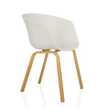 Silla nórdica blanca OSLO W con cuatro patas de madera clara de hjh LIVING – vista de 360° (vista frontal en diagonal 60°)