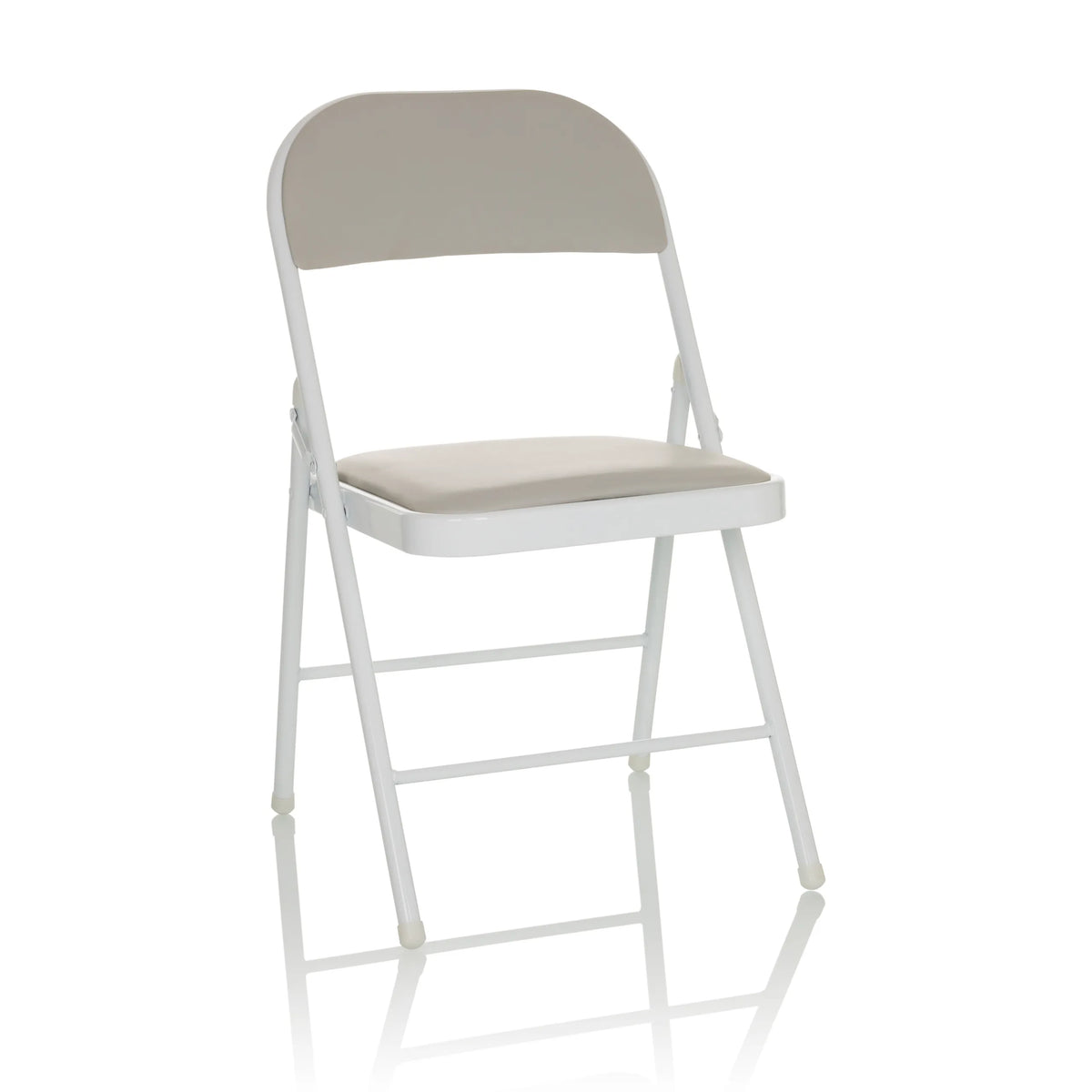 silla plegable gris TUDELA W con tapizado de cuero sintético y estructura blanca de hjh OFFICE – vista de 360° (vista frontal 15°)
