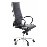 Sillón de oficina profesional PARMA 20 negro con tapicería de cuero acolchado y base de cinco ruedas de hjh OFFICE – vista de 360° (vista frontal en diagonal 60°)