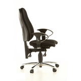 Silla de oficina profesional SITNESS 10 negra con reposabrazos y base de cinco ruedas de Topstar – vista de 360° (vista lateral 80°)