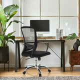 Silla Home Office STAR-TEC S en negro con respaldo de malla y base de estrella de hjh OFFICE