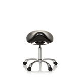 Taburete de silla de montar ORTHO SIT negro con cruceta para pies y cinco ruedas de hjh OFFICE – vista de 360° (vista frontal 0°)