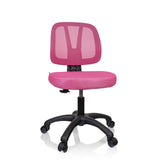 Silla giratoria para niños KID YU 200 rosa con respaldo de malla y base negra de cinco ruedas de hjh OFFICE – vista de 360° (vista frontal 15°)