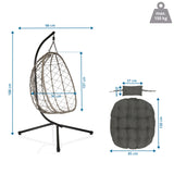 Plano dimensional de la Silla colgante COCOVA con una altura de 188 cm y anchura de 98 cm de hjh LIVING