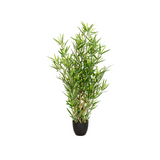 Planta artificial verde MINI BAMBUS en una maceta negra sencilla de hjh OFFICE – vista de 360° (vista frontal 0°)