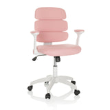Silla giratoria para niños KID ERGOLINO W rosa con respaldo segmentado y base blanca de cinco ruedas de hjh OFFICE – vista de 360° (vista frontal 15°)