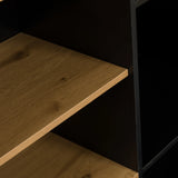 Estante con aspecto de roble en el armario de oficina negro AMIO H de hjh LIVING
