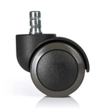 Ruedas para sillas 5x ROLO No-Noise 11mm/50mm negras para suelos duros con pin de metal plateado de hjh OFFICE – vista de 360° (vista trasera 180°)