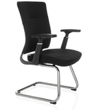 Silla viga voladiza CAPTIVO PRO V negra con reposabrazos y tapizado en tela de hjh OFFICE – vista de 360° (vista frontal en diagonal 60°)