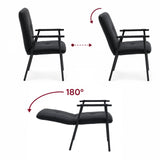 Respaldo ajustable de la silla tapizada Lifea Flex de cuero sintético negro en tres posiciones de inclinación de hjh LIVING