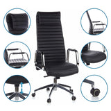 Sillón de alta gama ASPERA 20 en negro con vistas detalladas del tapizado y las ruedas de hjh OFFICE