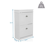 Dibujo dimensional del armario zapatero ESTHA 2 de 82 × 53 cm y una capacidad de carga de 50 kg de hjh LIVING