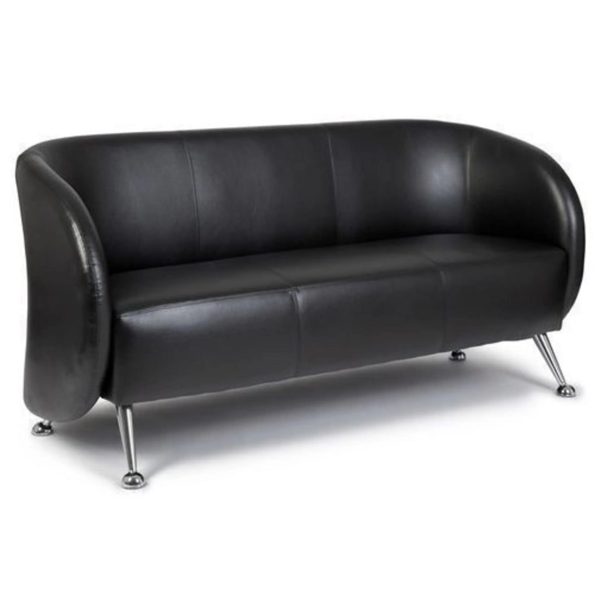 Sofá de diseño ST. LUCIA negro de tres plazas con patas de metal brillantes de hjh OFFICE