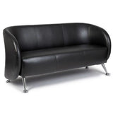 Sofá de diseño ST. LUCIA negro de tres plazas con patas de metal brillantes de hjh OFFICE