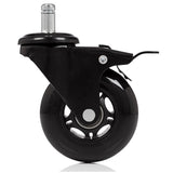 Ruedas para sillas 5x ROLO SKATE S 11mm/75mm negras con freno de bloqueo para suelos duros de hjh OFFICE