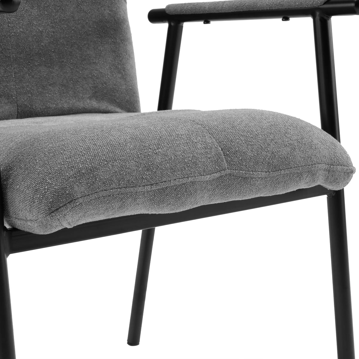 Tapicería de tela gris del asiento de la silla tapizada Lifea Flex con estructura negra de hjh LIVING