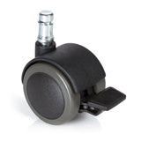 Ruedas para sillas 5x ROLO STOP 11mm/50mm negras para suelos duros con freno de bloqueo de hjh OFFICE – vista de 360° (vista frontal 0°)
