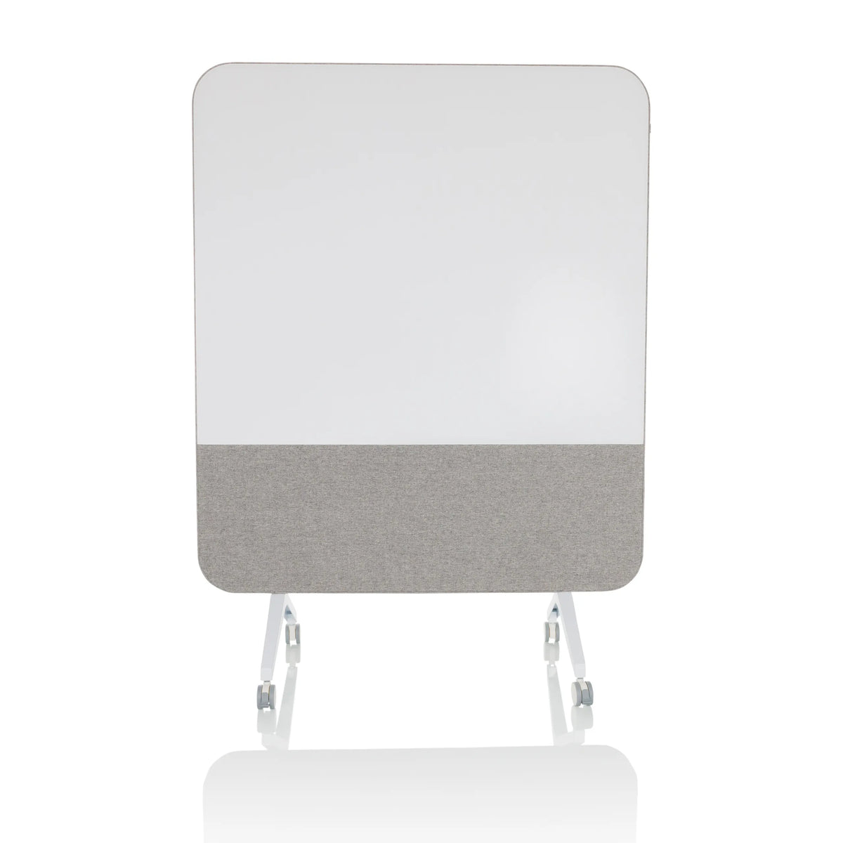 Graues Whiteboard VISION BOARD mit weißer Schreibfläche und Rollen von hjh OFFICE – 360-Grad-Ansicht (Frontansicht 0°)