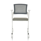 Silla plegable PRIORITY II W PU gris con respaldo de malla, reposabrazos y ruedas de hjh OFFICE – vista de 360° (vista frontal 0°)
