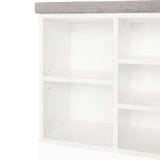 Estantes abiertos blancos del Armario zapatero ESTHA 10 con almohadillas grises de hjh LIVING
