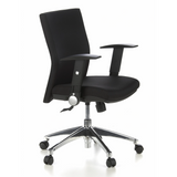 Silla de oficina profesional LAGUNA PRO negra con reposabrazos y base de cinco ruedas de hjh OFFICE – vista de 360° (vista frontal en diagonal 60°)