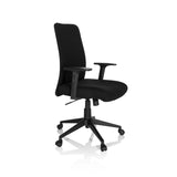Silla Home Office COSIO I negra con reposabrazos y base de cinco ruedas de hjh OFFICE – vista de 360° (vista frontal en diagonal 60°)