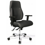 Silla de oficina profesional P91 AL.G3 gris con reposabrazos y base brillante de cinco ruedas de Topstar – vista de 360° (vista frontal 0°)