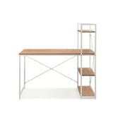 Escritorio Easy Up3 en blanco y roble con estantería integrada y travesaños en X de hjh LIVING – vista de 360° (vista frontal 0°)
