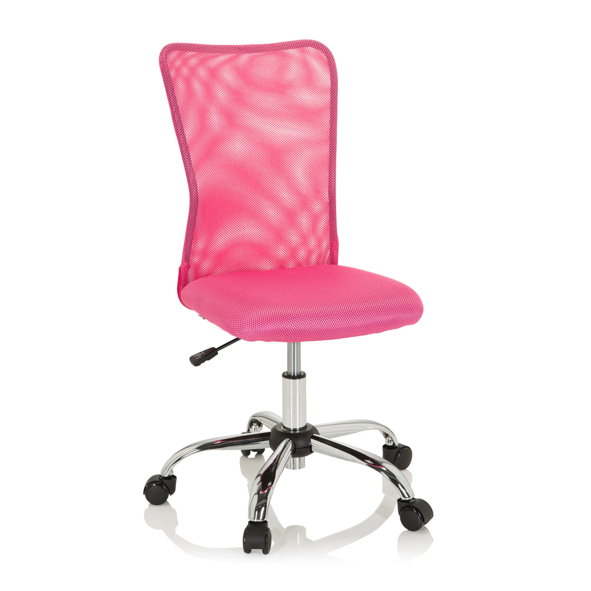 Silla giratoria para niños KIDDY NET I rosa con respaldo de malla y base de cinco ruedas de hjh OFFICE – vista de 360° (vista frontal 20°)