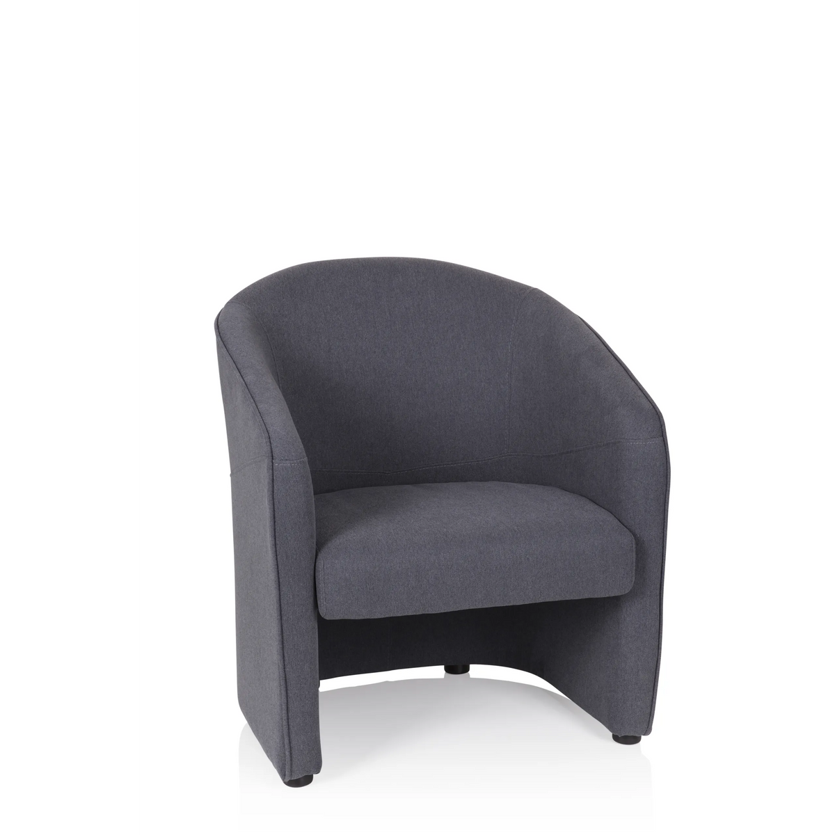 Sillón tapizada SAN JUAN en gris oscuro con respaldo y reposabrazos redondeados de hjh OFFICE – vista de 360° (vista frontal 20°)