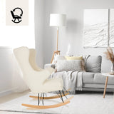 Sillón de diseño MAPOON blanco como mecedora con estructura de madera y patines de hjh LIVING