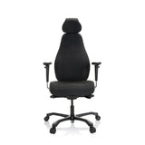 Sillón de oficina profesional RESISTIO XXL negro con reposacabezas y base de cinco ruedas de hjh OFFICE – vista de 360° (vista frontal 0°)