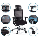 Silla alta gama NOVA PRO I en negro con diversas opciones de ajuste de hjh OFFICE