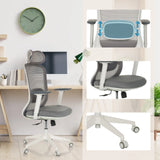 Silla de oficina profesional MIKEO G en color gris con soporte lumbar ajustable, reposabrazos y ruedas de hjh OFFICE