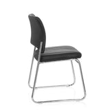 Silla de confidente negra CASPI V con tapizado acolchado y estructura de patín de hjh OFFICE – vista de 360° (vista lateral 100°)
