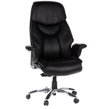 Sillón de alta gama PRADO negro de cuero sintético con base de estrella y cinco ruedas de hjh OFFICE – vista de 360° (vista frontal 20°)