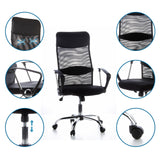 Sillón de oficina Home Office ARIA HIGH en negro con respaldo de malla, reposabrazos y muelle a gas de hjh OFFICE