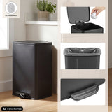 Papelera Clean Step 3 negra con pedal y soporte para bolsas de basura de hjh OFFICE (imagen generada por IA)
