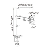 Dibujo técnico del Soporte de monitor Ergomount M1 con una altura de 400 mm de hjh OFFICE