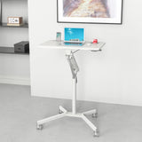 Escritorio de pie blanco STAND VM-SU I con estructura regulable en altura y base con ruedas de hjh OFFICE