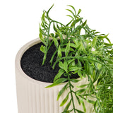 Planta artificial verde en una maceta exterior beige acanalada Filix de hjh OFFICE