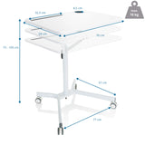 Maßzeichnung des Stehschreibtisches STAND VM-SU I mit einer Höhe von 73-105 cm von hjh OFFICE