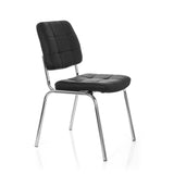 Silla de cuatro patas PICENO V negra con tapicería acolchada y estructura de cromo de hjh OFFICE – vista de 360° (vista frontal en diagonal 60°)