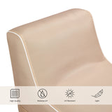 Beiges Materialdetail des Luftsofas Sitzolo Air mit Symbolen für Wasserfestigkeit und UV-Beständigkeit von hjh LIVING