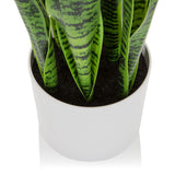 Maceta blanca de la Planta artificial SANSEVIERIA con hojas verdes de hjh OFFICE