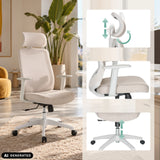 Silla Home Office MIKEO W en beige con reposacabezas y reposabrazos ajustables de hjh OFFICE