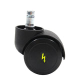 Ruedas para sillas negras 5x ROLO ESD 10mm/50mm para suelos duros con perno plateado y símbolo de rayo amarillo de hjh OFFICE