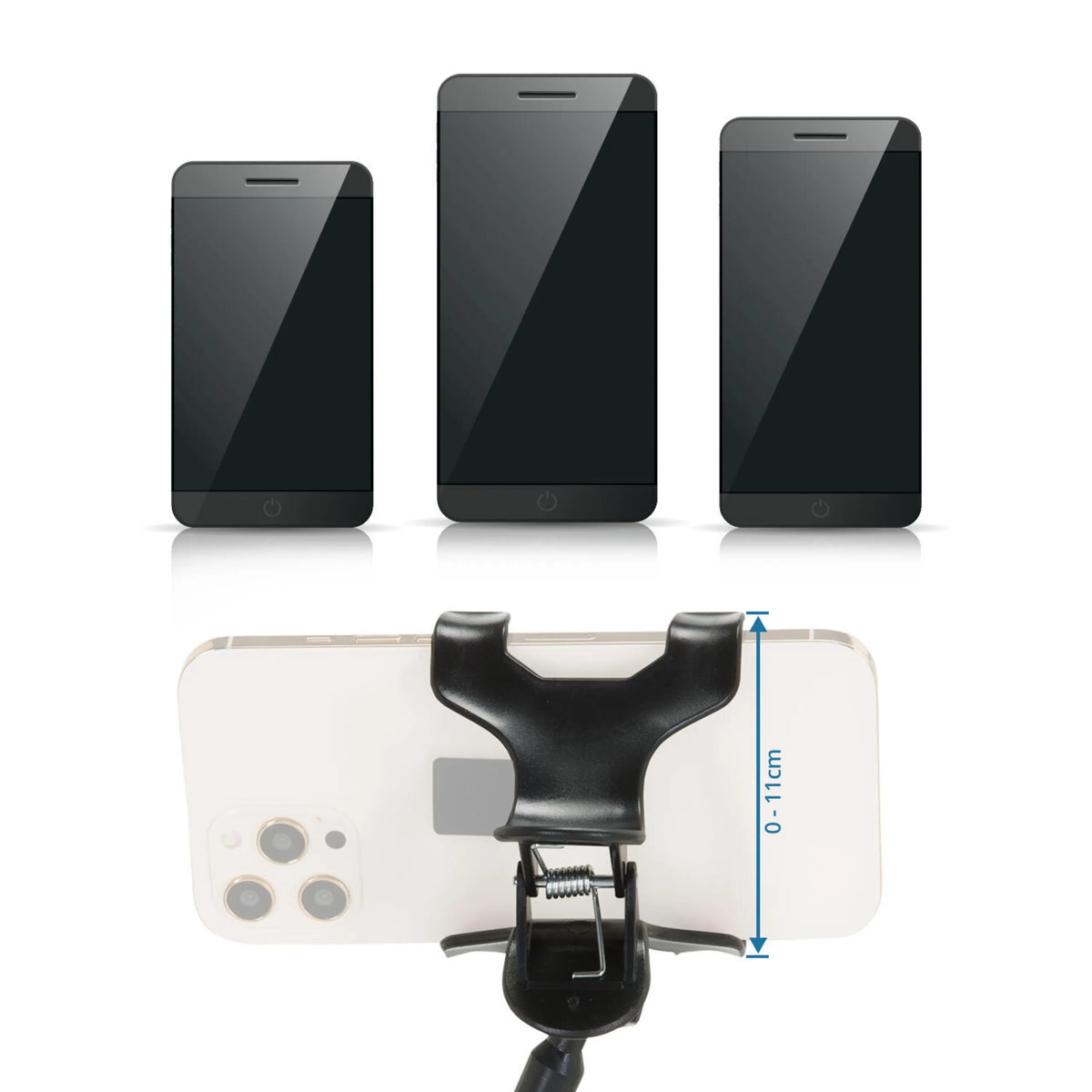 Soporte de sujeción ajustable del Soporte para teléfono móvil y tableta FLEXMOBI con una apertura de 0-11 cm de hjh OFFICE